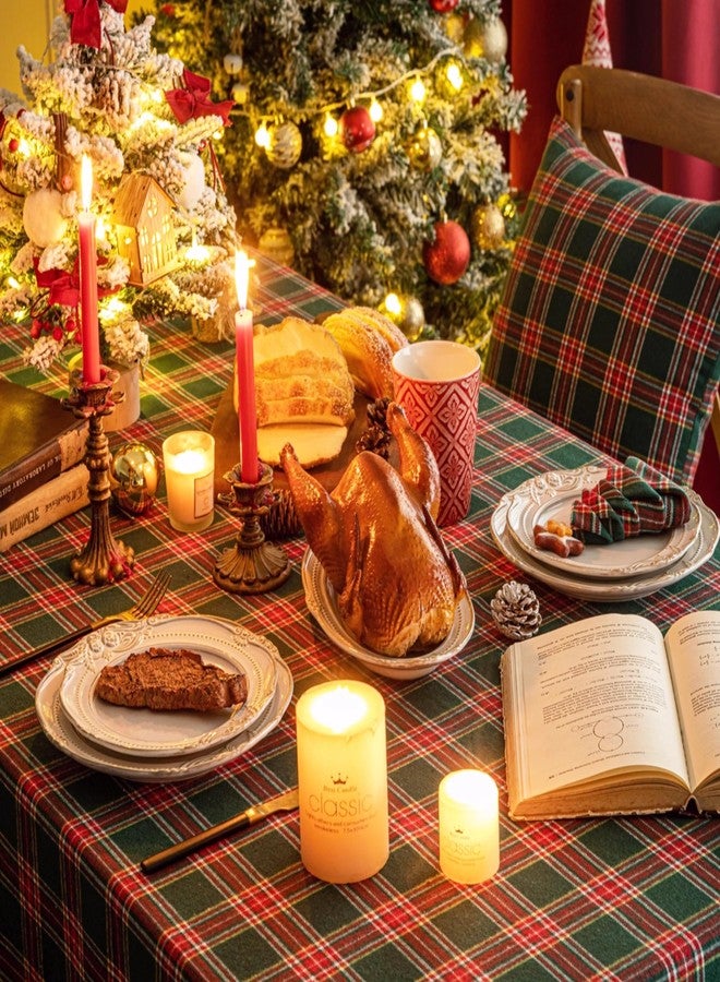 AQOTHES Red Green Plaid Christmas Tablecloth 60x84, Tartan Table Cloth Decorations, Winter Holiday Tablecloths for Rectangle Tables Parties Dining Farmhouse Kitchen Decor - Image 5